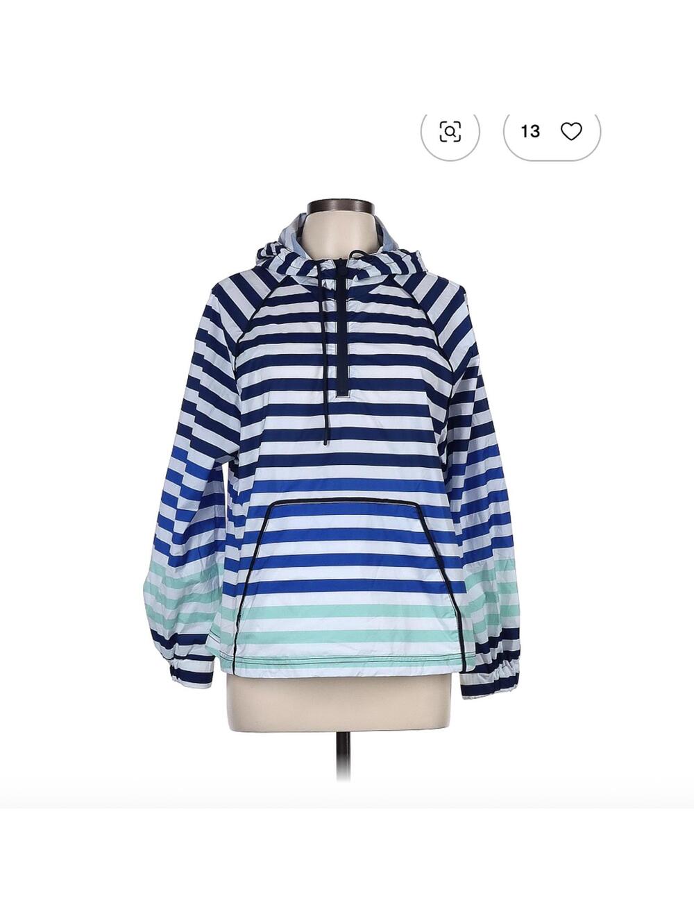 Hunter Blue Striped Hooded Jacket Size L